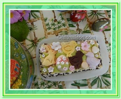 Gâteau décoré en 2D pour Pâques.