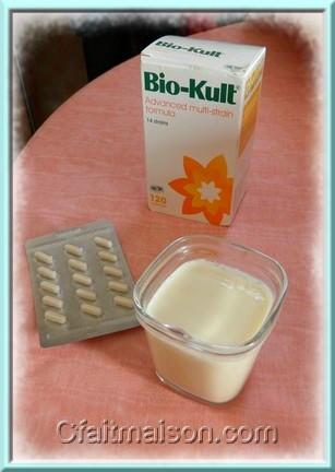 lait de vache fermenté avec une gélule de Bio-Kult.