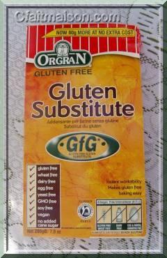 Boîte de substitut du gluten GfG d'Orgran.